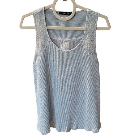 Doe & Rae Sleeveless Waffle Knit Scoop Neck Tank Top Blue Womens Size Small - Picture 1 of 6